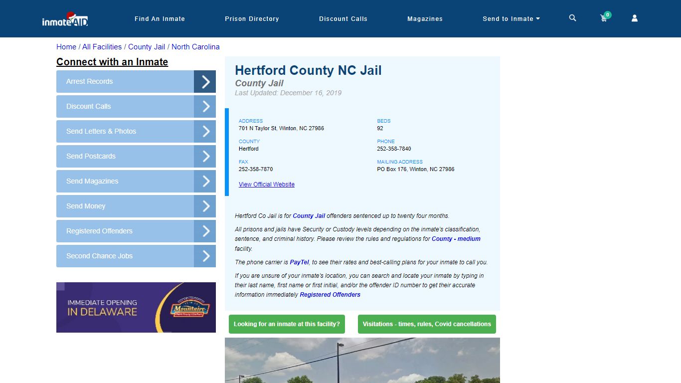 Hertford County NC Jail - Inmate Locator - Winton, NC