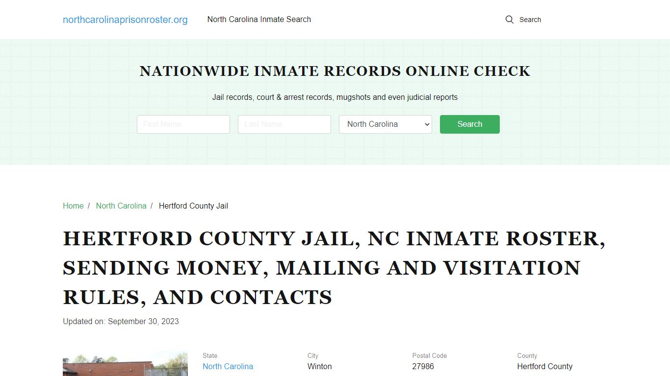 Hertford County Jail, NC: Offender Search, Visitations & Contact Info